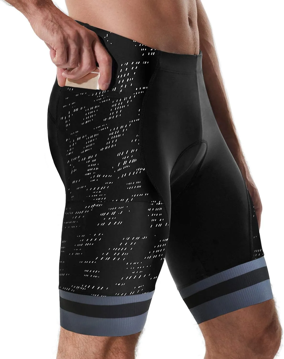 Men's Cycling Shorts Anti-Slip Leg 4D Padded Bike Shorts with 3-Pockets Breathable Biking Bicycle Motorcycle Half-Pants
