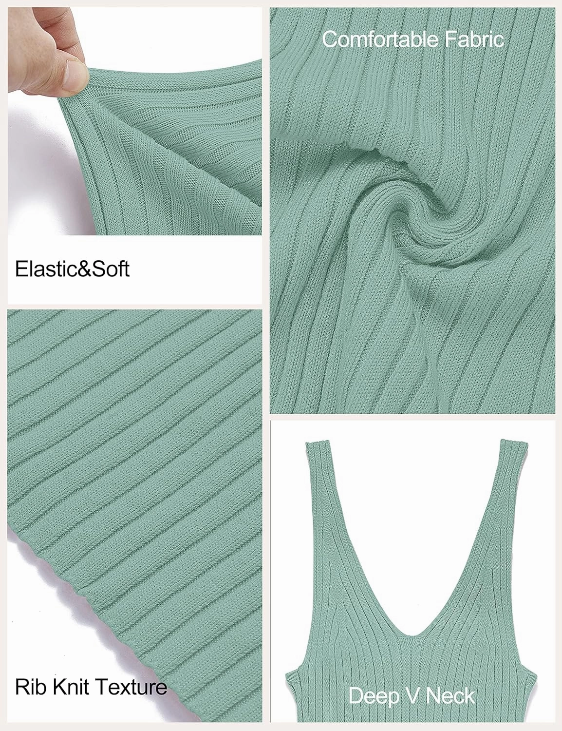 MEROKEETY Womens 2025 Summer Spring V Neck Knit Midi Dress Bodycon Casual Sleeveless Ribbed Sweater Dresses