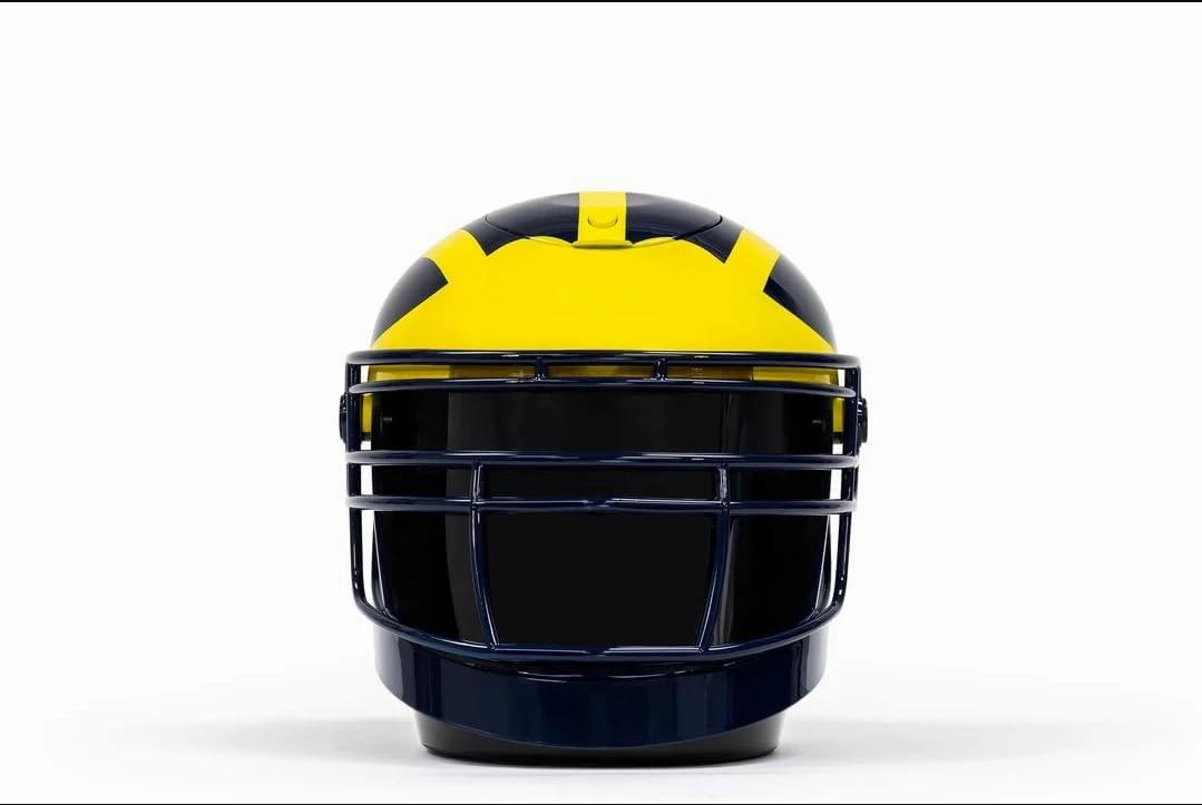 Michigan Wolverines EHB Full Size Helmet Single Pod Serve Helmet Coffee Maker, Coffee Machine for K-Cup Capsule, Yellow Helmet Coffee Maker