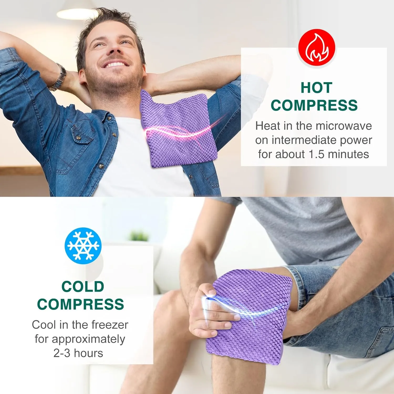Microwavable Heating Pads 15 * 9" for Pain Relief, Weighted Moist Microwave Heat Pad for Cramps, Neck Shoulder, Back, Warm Compress Rice Bean Bag Hot Pack for Muscles, Joints Ache, Unscented,1 Pack
