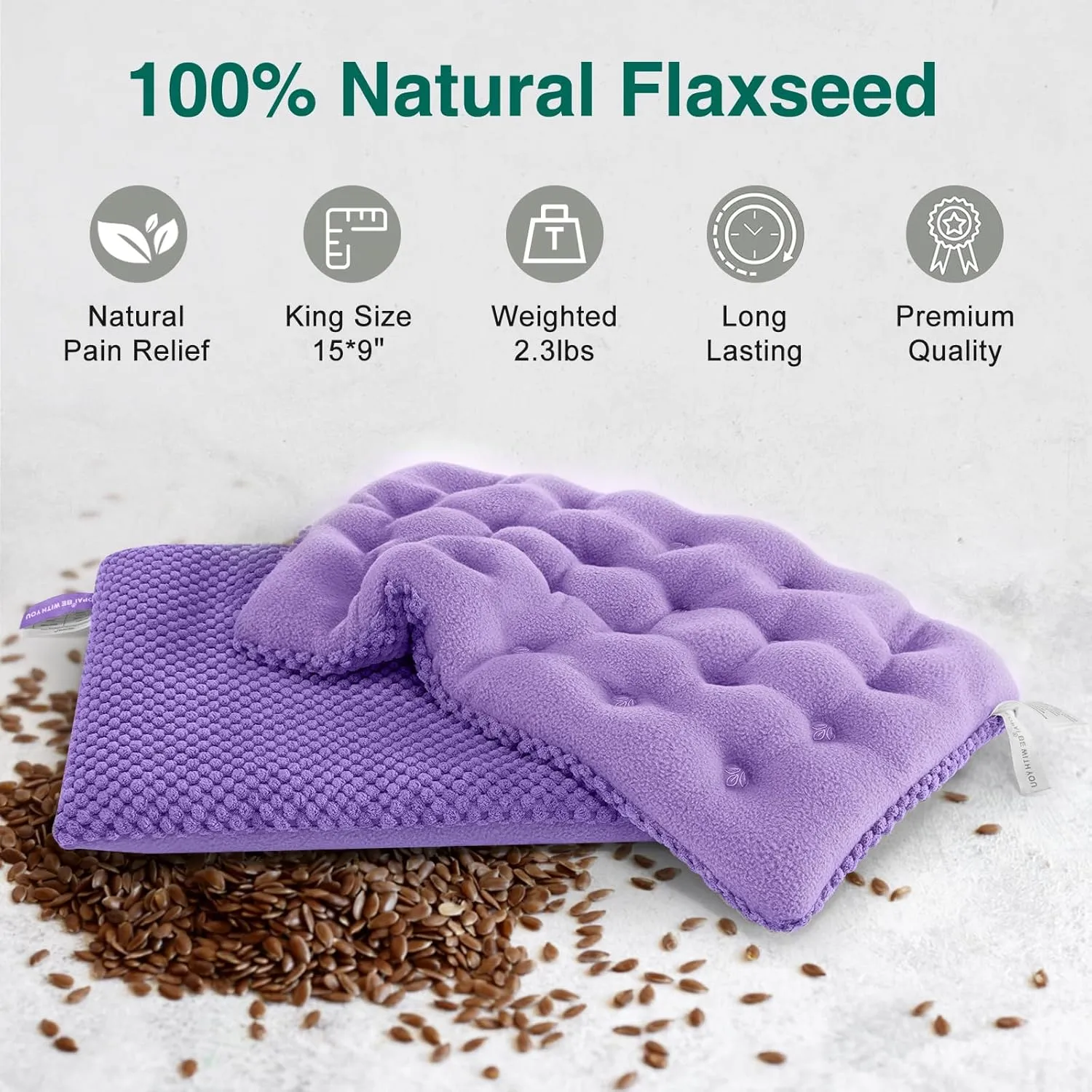 Microwavable Heating Pads 15 * 9" for Pain Relief, Weighted Moist Microwave Heat Pad for Cramps, Neck Shoulder, Back, Warm Compress Rice Bean Bag Hot Pack for Muscles, Joints Ache, Unscented,1 Pack