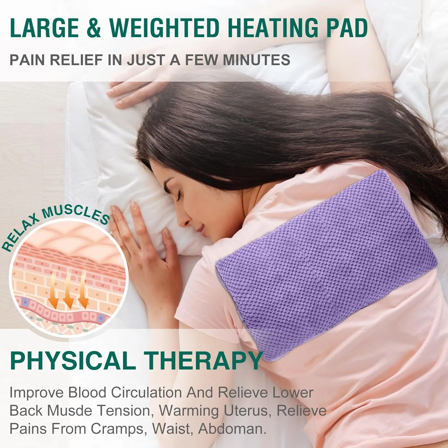 Microwavable Heating Pads 15 * 9" for Pain Relief, Weighted Moist Microwave Heat Pad for Cramps, Neck Shoulder, Back, Warm Compress Rice Bean Bag Hot Pack for Muscles, Joints Ache, Unscented,1 Pack