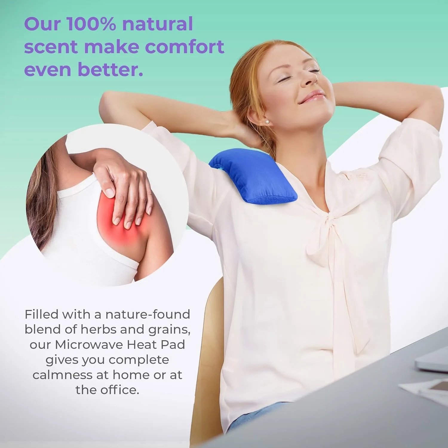 Microwavable Heating Pads for Lower Back, Neck, and Shoulder Pain Relief - Moist Microwave Heating Pad for Muscles and Joints - Microwave Hot Pack Heat Pad for Cramps - 2 Packs Blue - Lavender Scent