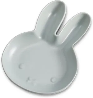 Miffy Ceramic Plate, Cute Rabbit-Shaped Small Dish (5.9 x 4.3 inches), Kid-Friendly Snack & Dessert Dish, Easy-to-Clean Kitchenware (Matte Blue)