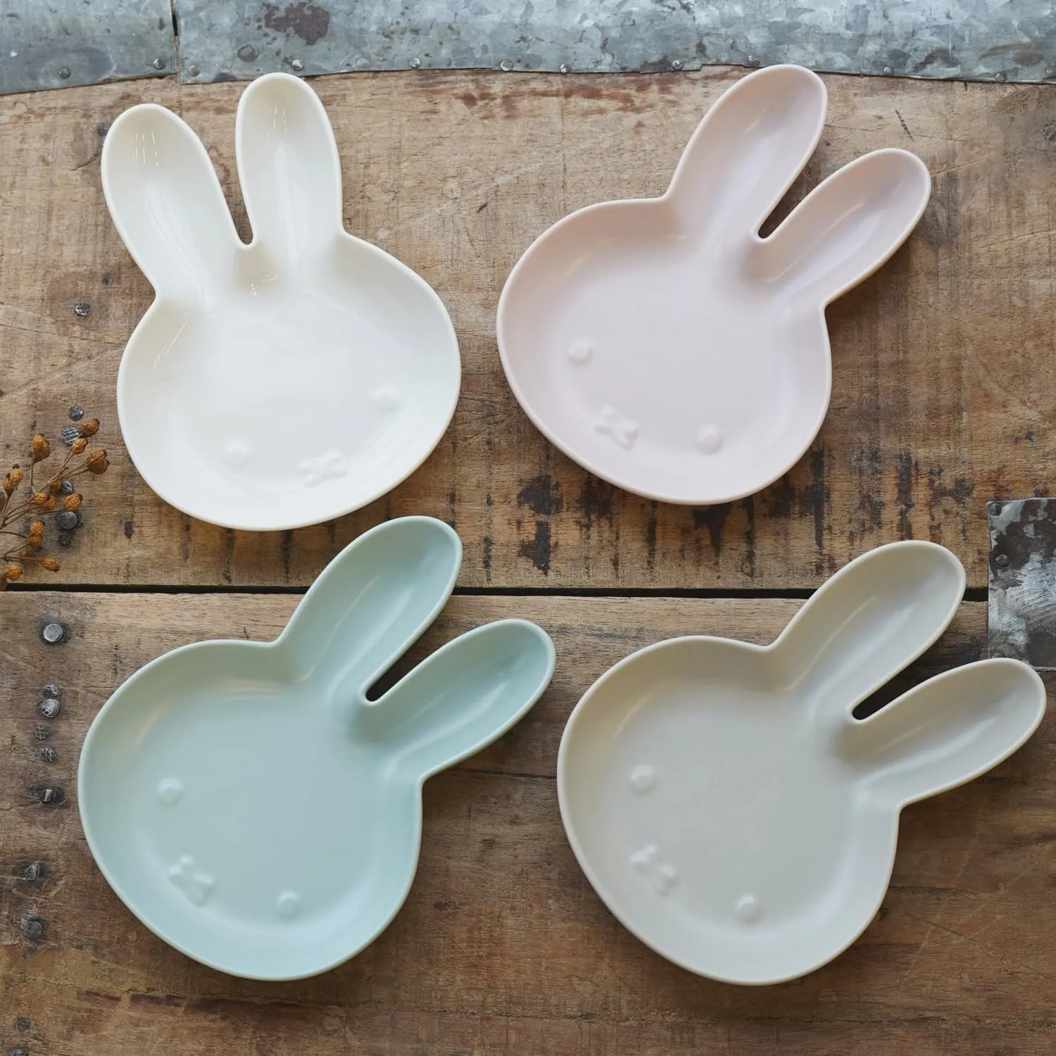 Miffy Ceramic Plate, Cute Rabbit-Shaped Small Dish (5.9 x 4.3 inches), Kid-Friendly Snack & Dessert Dish, Easy-to-Clean Kitchenware (Matte Blue)