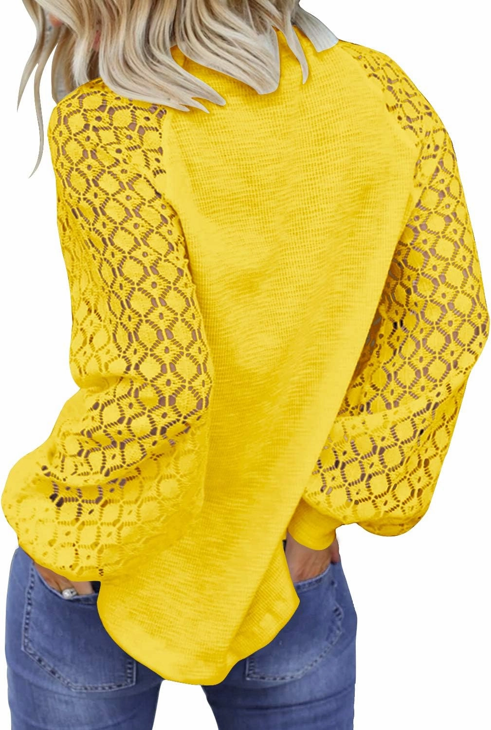 MIHOLL Women’s Long Sleeve Tops Lace Casual Loose Blouses T Shirts