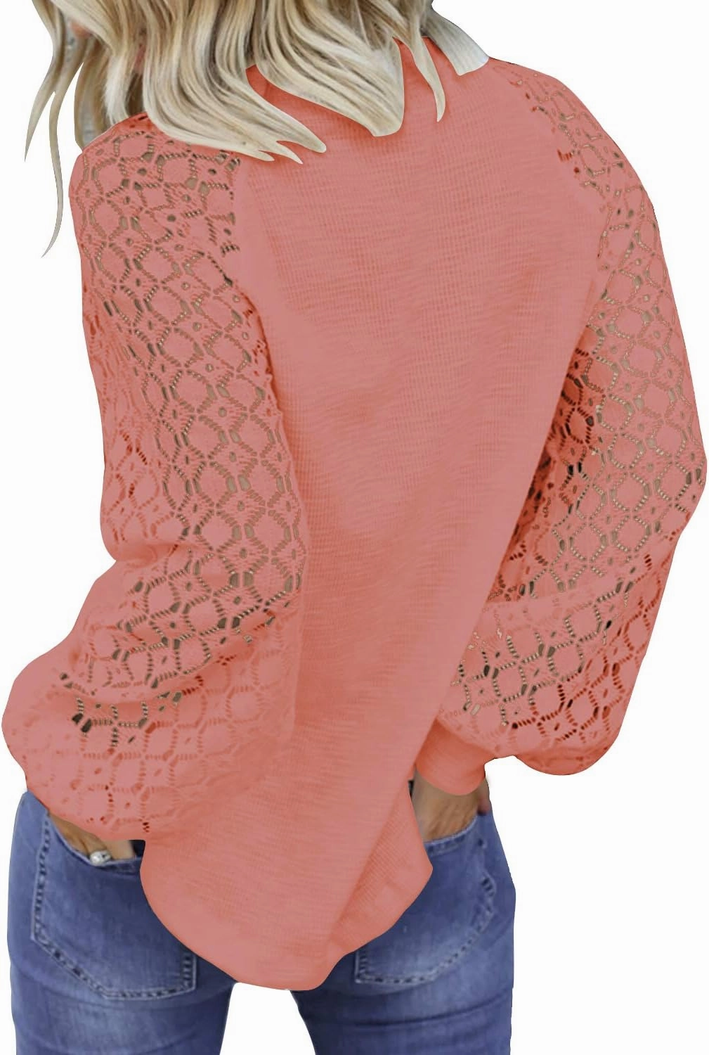 MIHOLL Women’s Long Sleeve Tops Lace Casual Loose Blouses T Shirts