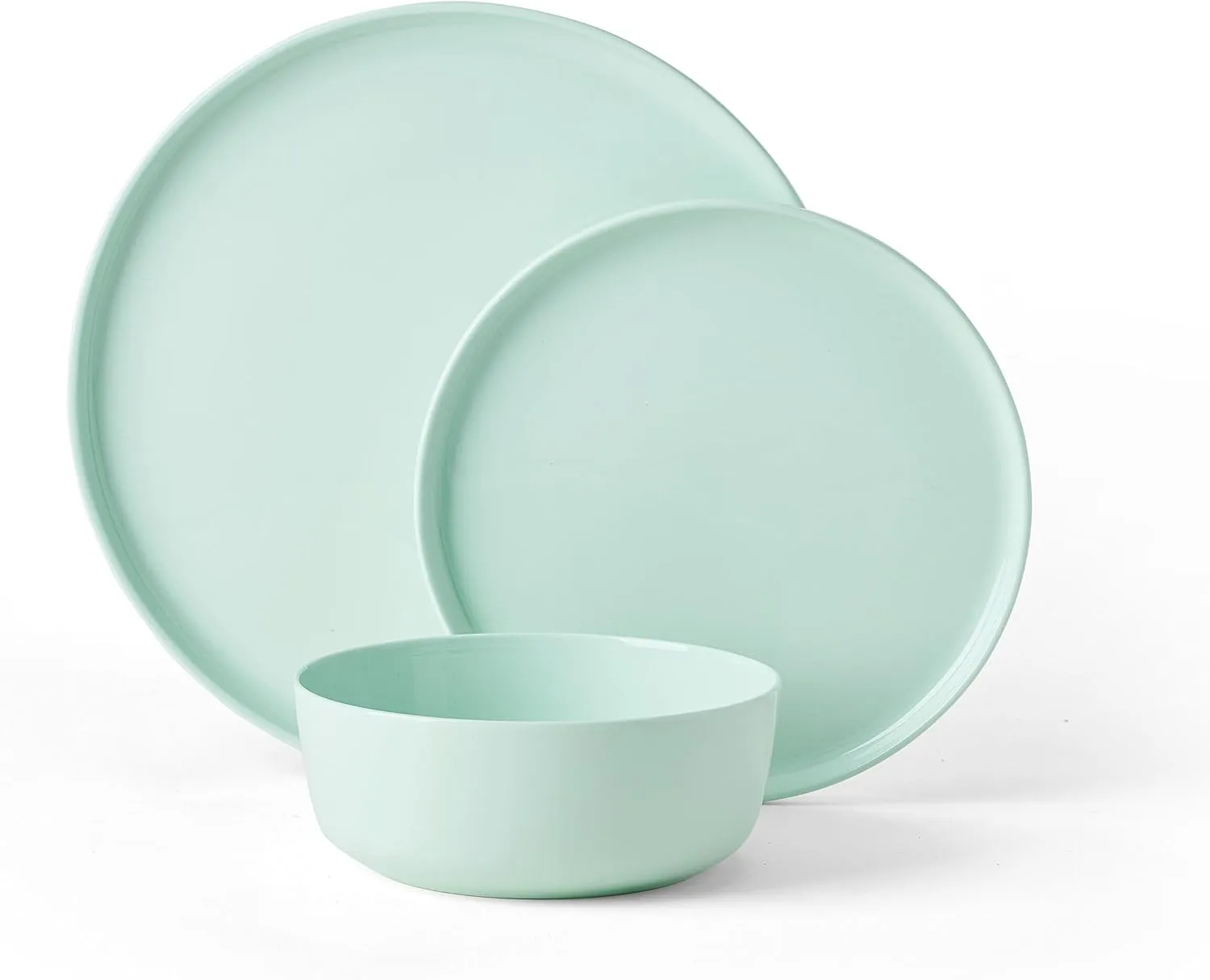 Mikasa Madison Pastel Bone China Lightweight Chip Resistant 12 Piece Dinnerware Set, Mint Green