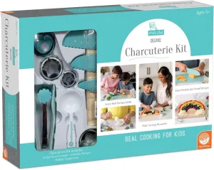MindWare Playful Chef: Deluxe Charcuterie Kit Real Kids Cooking Set - 25 Kids Cooking Utensils Including Safe Knife Set, Charcuterie Board, Cutting Board - Ages 5 