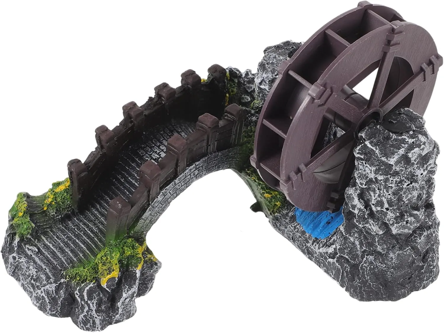 Miniature Aquarium Bridge Decor with Water Wheel Lightweight Safe for Fish Tanks for DIY Landscaping Premium Quality for Home and Office Aquatic Environments