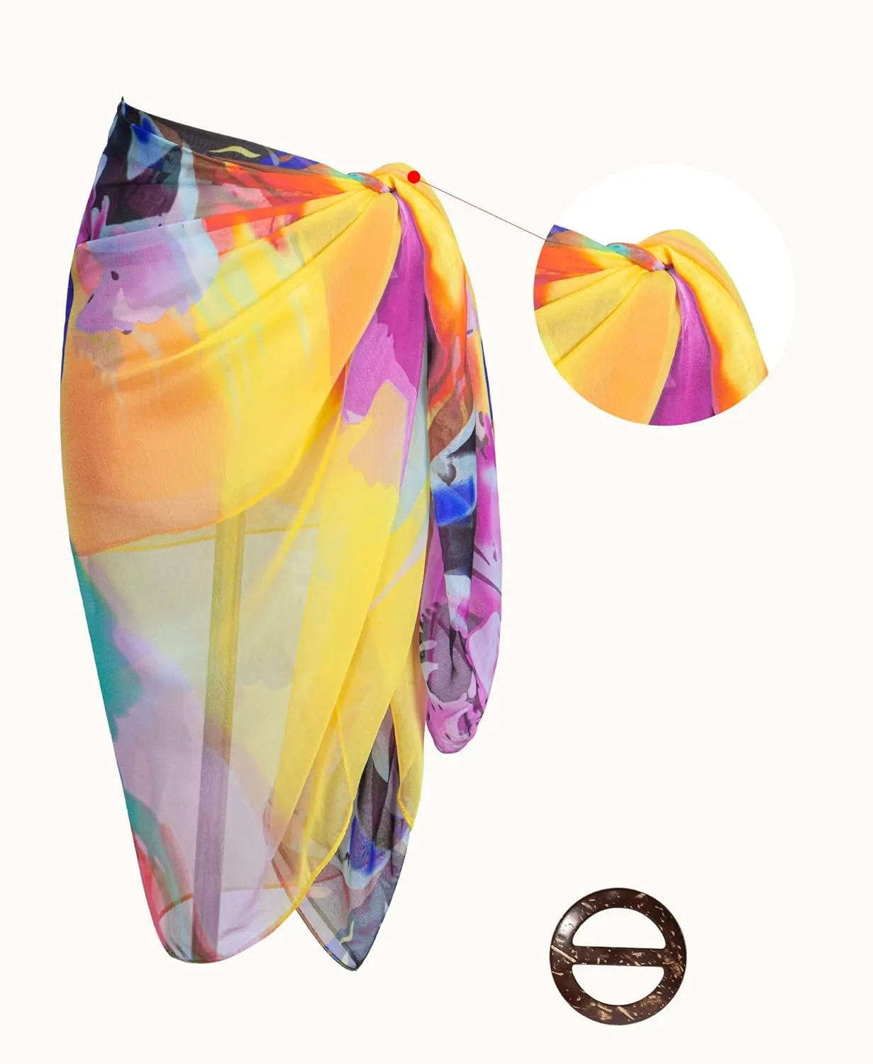 MissShorthair Womens Chiffon Beach Pareos Sarong Sheer Swimsuit Cover Ups Swimwear Bikini Wrap