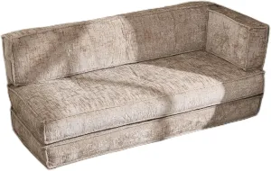 Modular Sofa with Chenille Upholstery, Space-Saving Design and Convenient Side Pocket for Living Room, Khaki