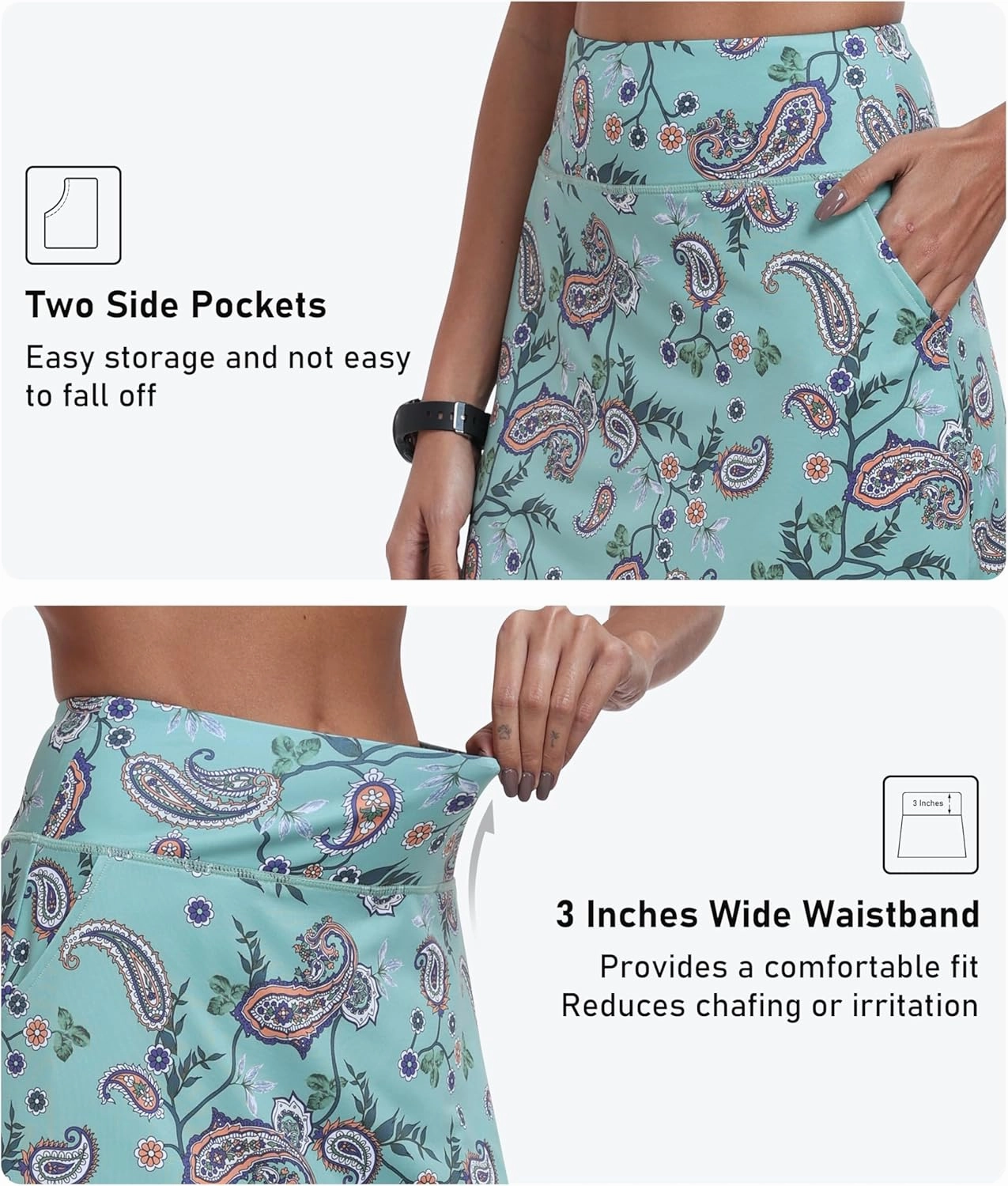 MoFiz Women's 20" Knee Length Golf Skorts Athletic Skirts Summer Casual Active Workout Sports Tennis Skirt with 4 Pockets