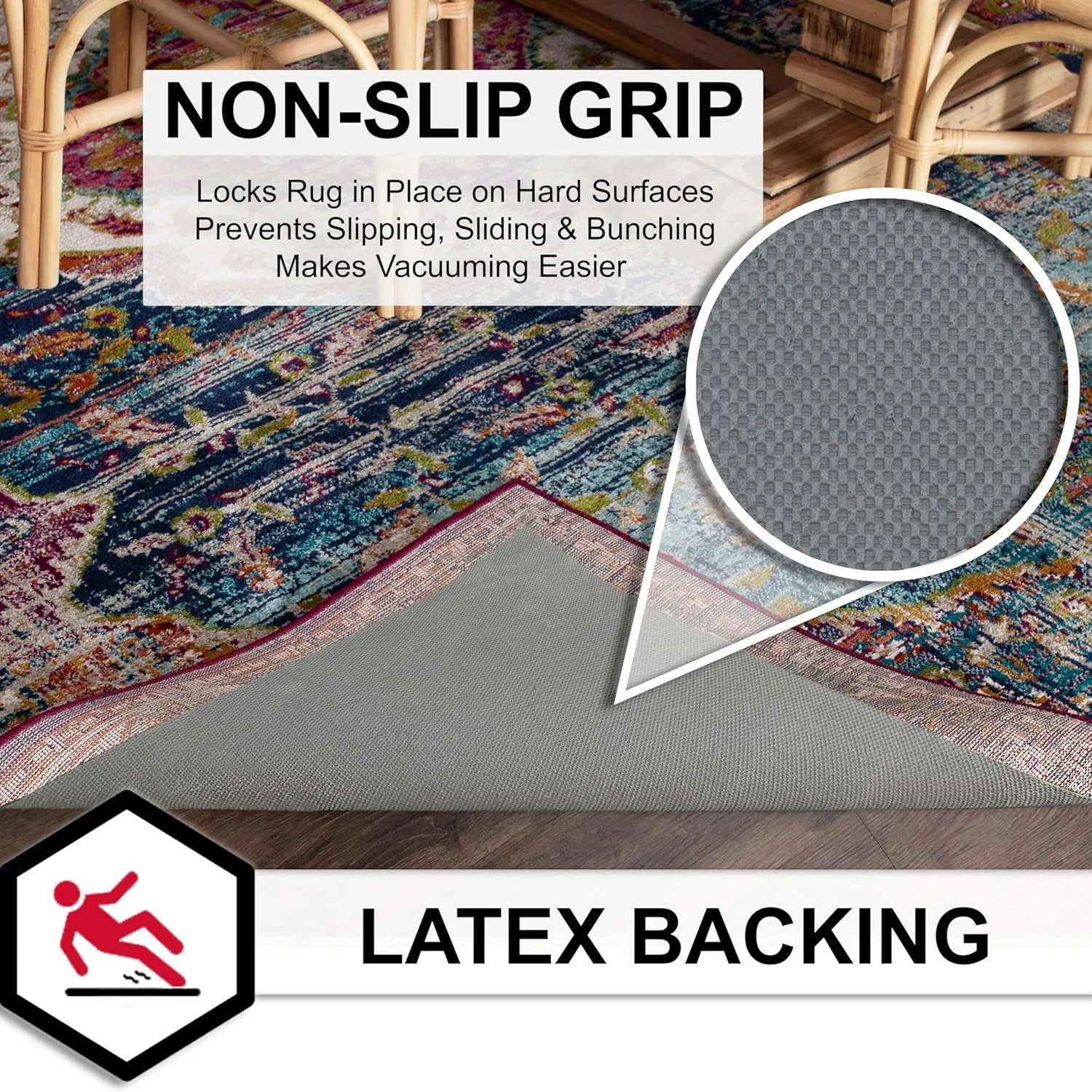 Mohawk Home 8 x 10 1/8 Low Profile Non Slip Rug Pad Felt   Rubber Gripper, Great For High Traffic Areas -Safe For All Floors
