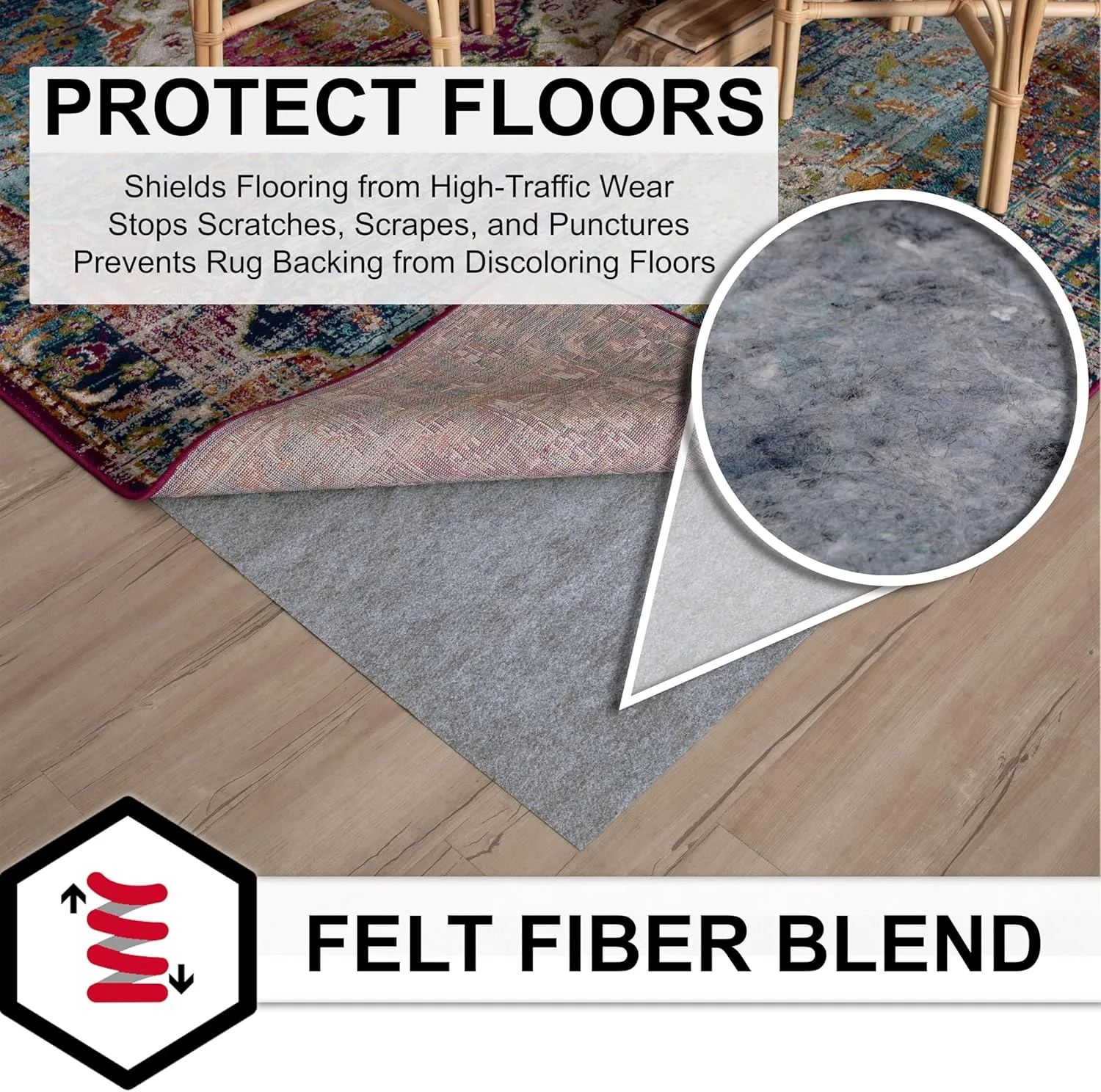 Mohawk Home 8 x 10 1/8 Low Profile Non Slip Rug Pad Felt   Rubber Gripper, Great For High Traffic Areas -Safe For All Floors