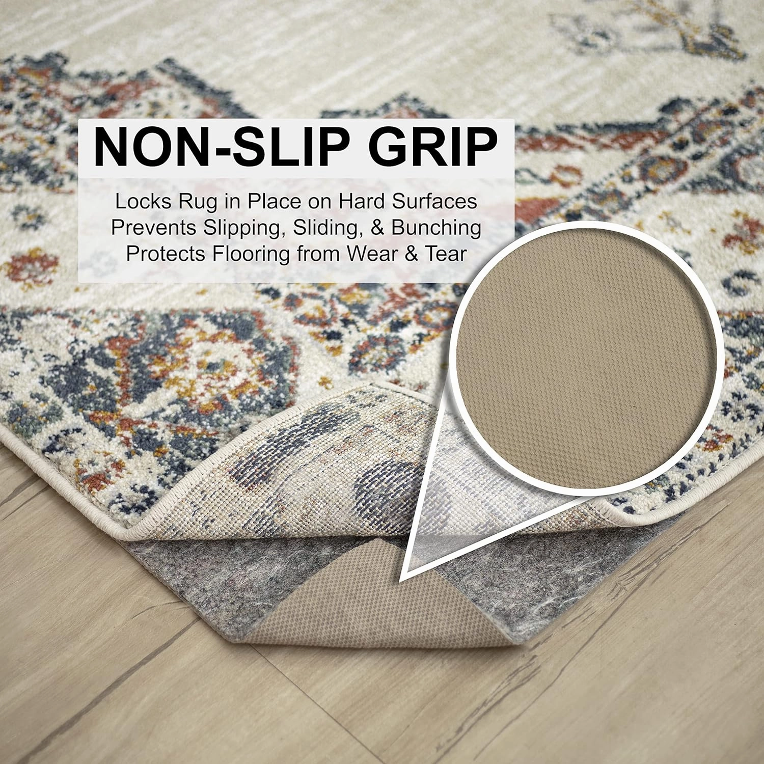 Mohawk Home 8' x 10' Non Slip Rug Pad Gripper 1/4 Thick Dual Surface Felt   Rubber Gripper - Safe for All Floors, Brown