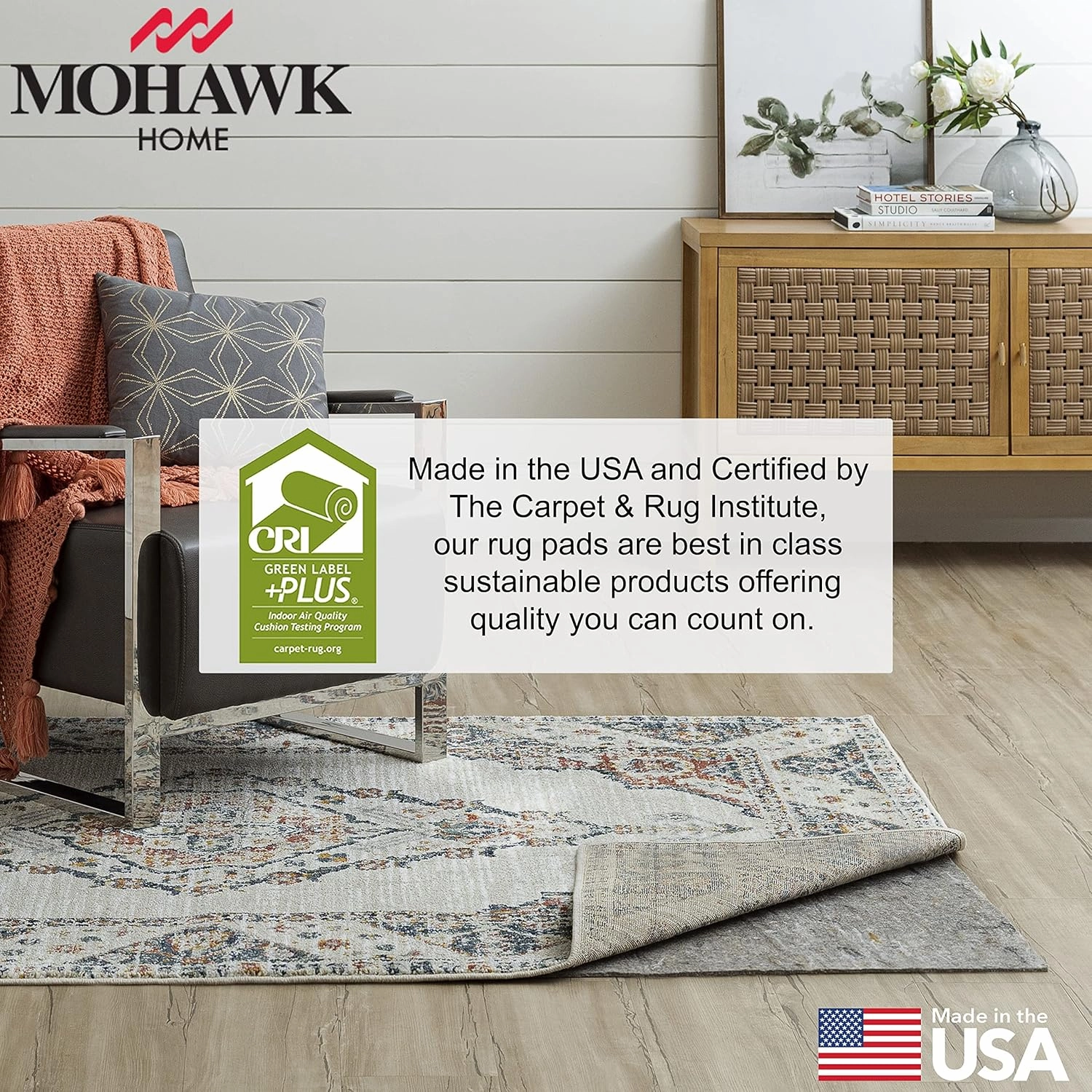 Mohawk Home 8' x 10' Non Slip Rug Pad Gripper 1/4 Thick Dual Surface Felt   Rubber Gripper - Safe for All Floors, Brown