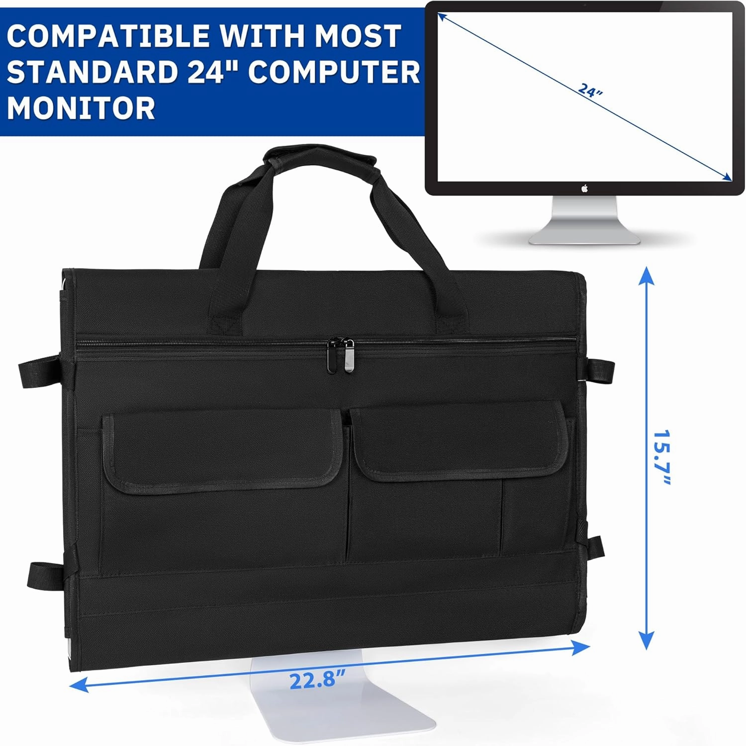 Monitor Carrying Case for 24" LCD Screens, Protective Storage Case with Dust Cover
