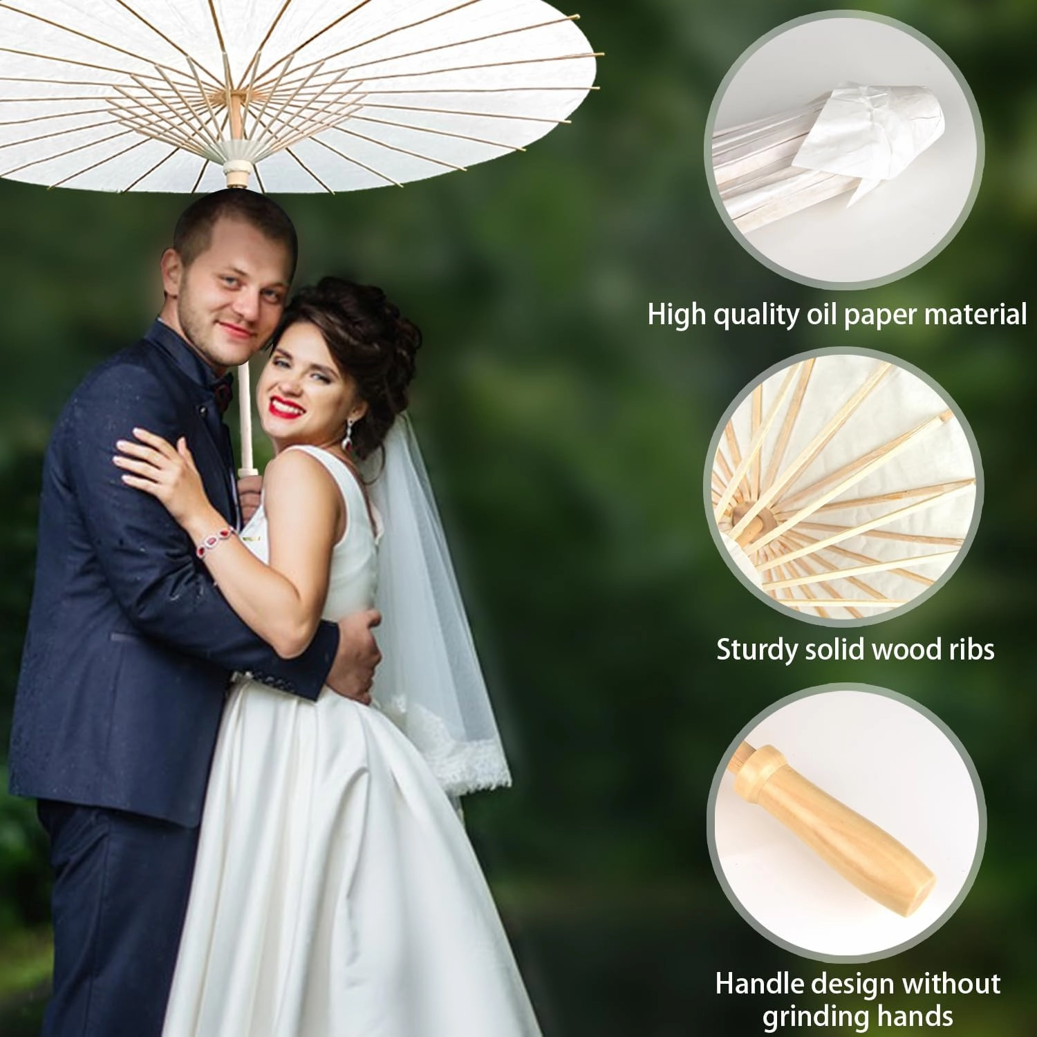 MOTOTO 8 Pieces 33 Inches White Paper Umbrellas Parasol Chinese Japanese Oiled Paper Umbrellas Decorative DIY Painting Parasol for Wedding Bridal Party Decor