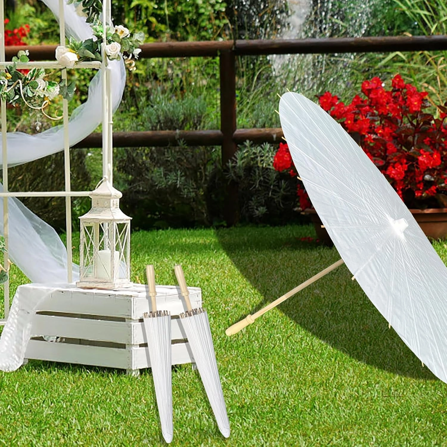 MOTOTO 8 Pieces 33 Inches White Paper Umbrellas Parasol Chinese Japanese Oiled Paper Umbrellas Decorative DIY Painting Parasol for Wedding Bridal Party Decor