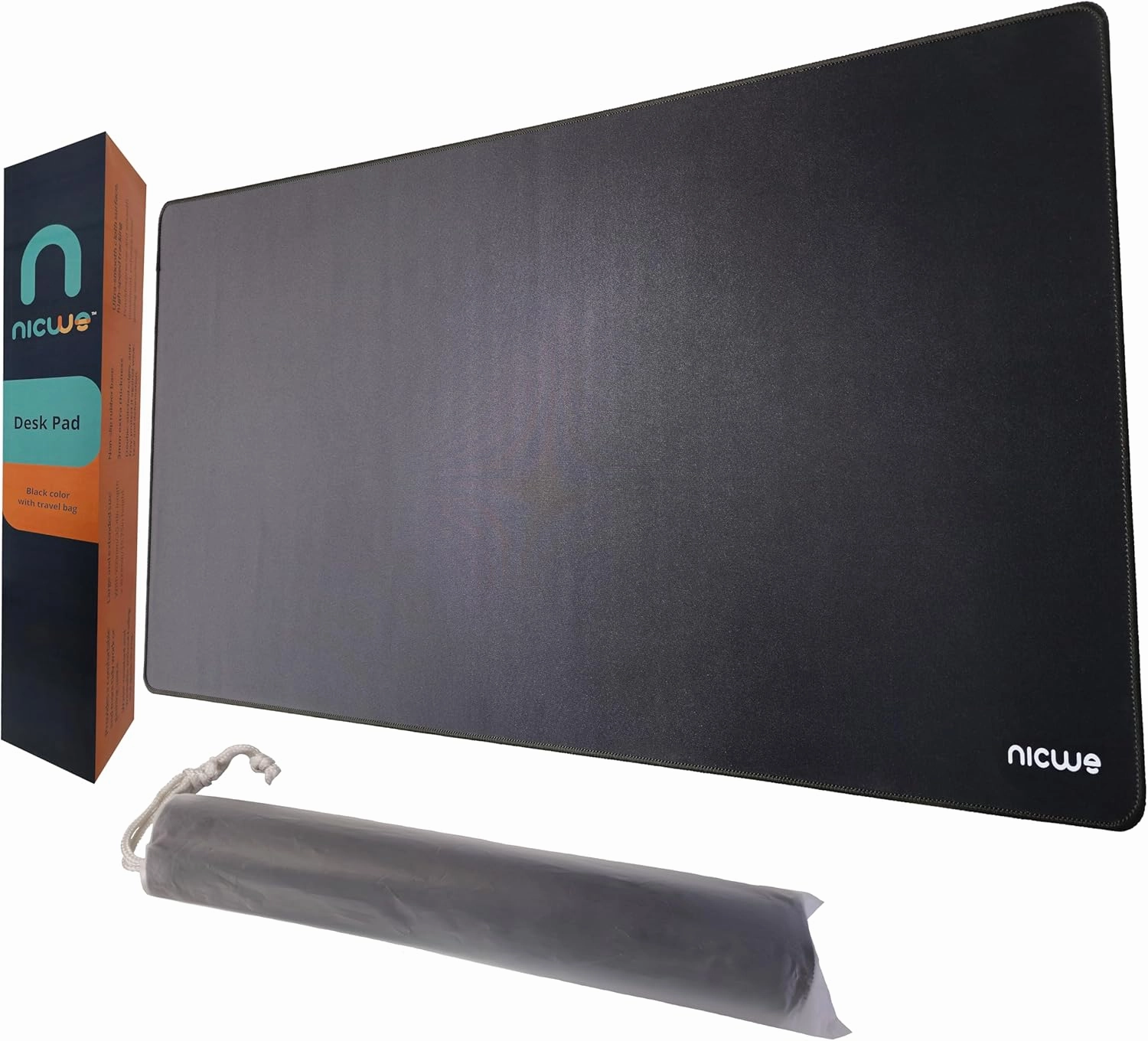 Mouse Pads for Desk - XXXL Mousepad Gaming & Rubber Black Desk Mat Large, Non Slip Desk Pad for Office & Gamers, Desk Pad Mat with Travel Bag & Double Stitched Edges. Size 35.4L x 15.75H inch
