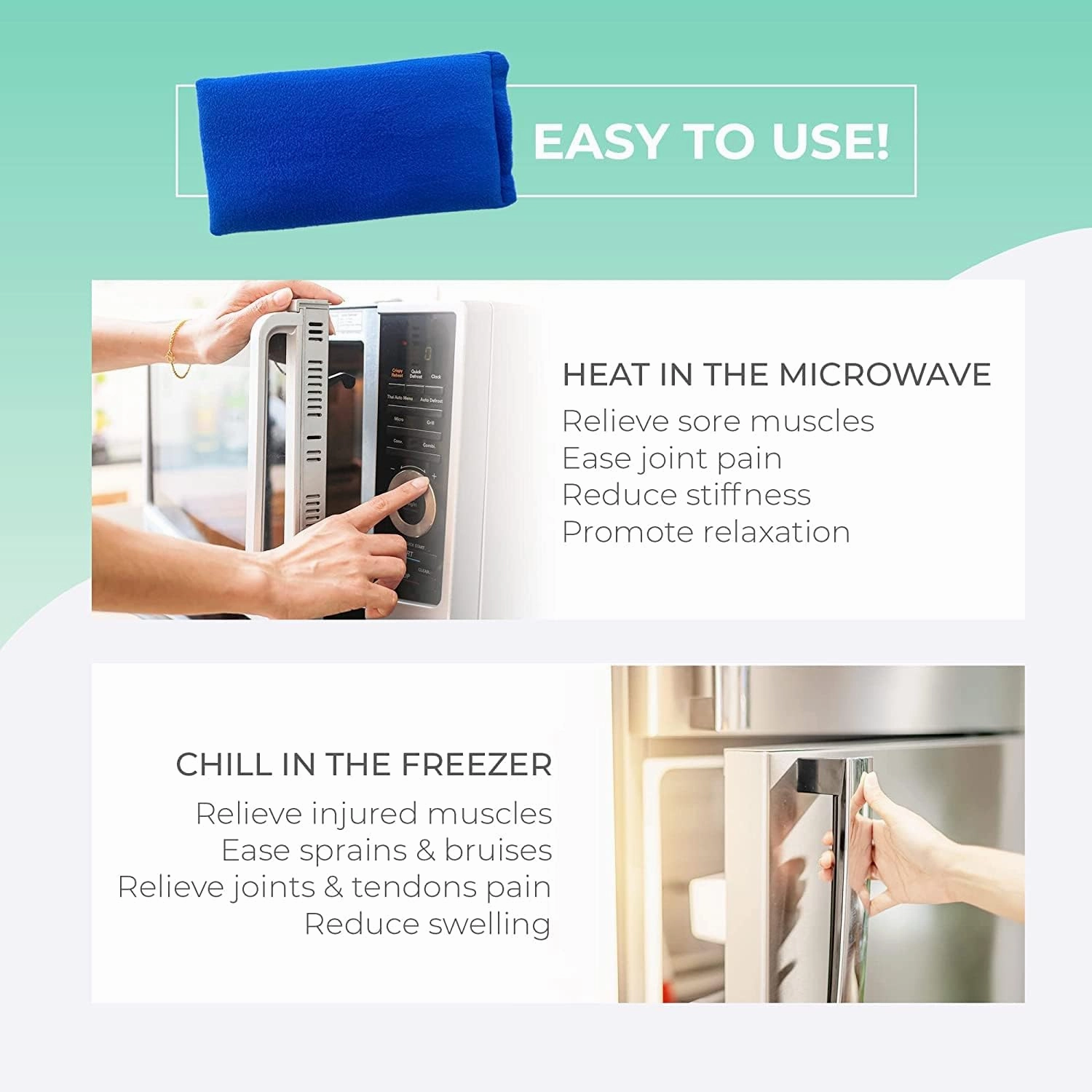 My Heating Pad Microwave Heating Pad - Moist Microwavable Heating Pads for Joints and Muscles Relief - Microwave Hot Pack Heat Pad for Cramps - Chilled or Heated Pad Therapy - Blue - Lavender Scent