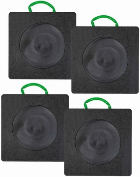 Mytee Products 4 Pack 18"x18"x2" Heavy Duty Outrigger Pad for RV with Recessed Radius - Black Stabilizing Jack Landing Pad for Crane, Wrecker, Tow Truck, RVs