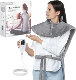 NALONE Heating Pad for Neck and Shoulders and Back Pain Relief, Extra Large Heating Pad with 25"x39" 6 Heat Levels & Auto Shut Off, XXXL Electric Heat Pad, Women's Day Gifts for Mom Women (Grey)