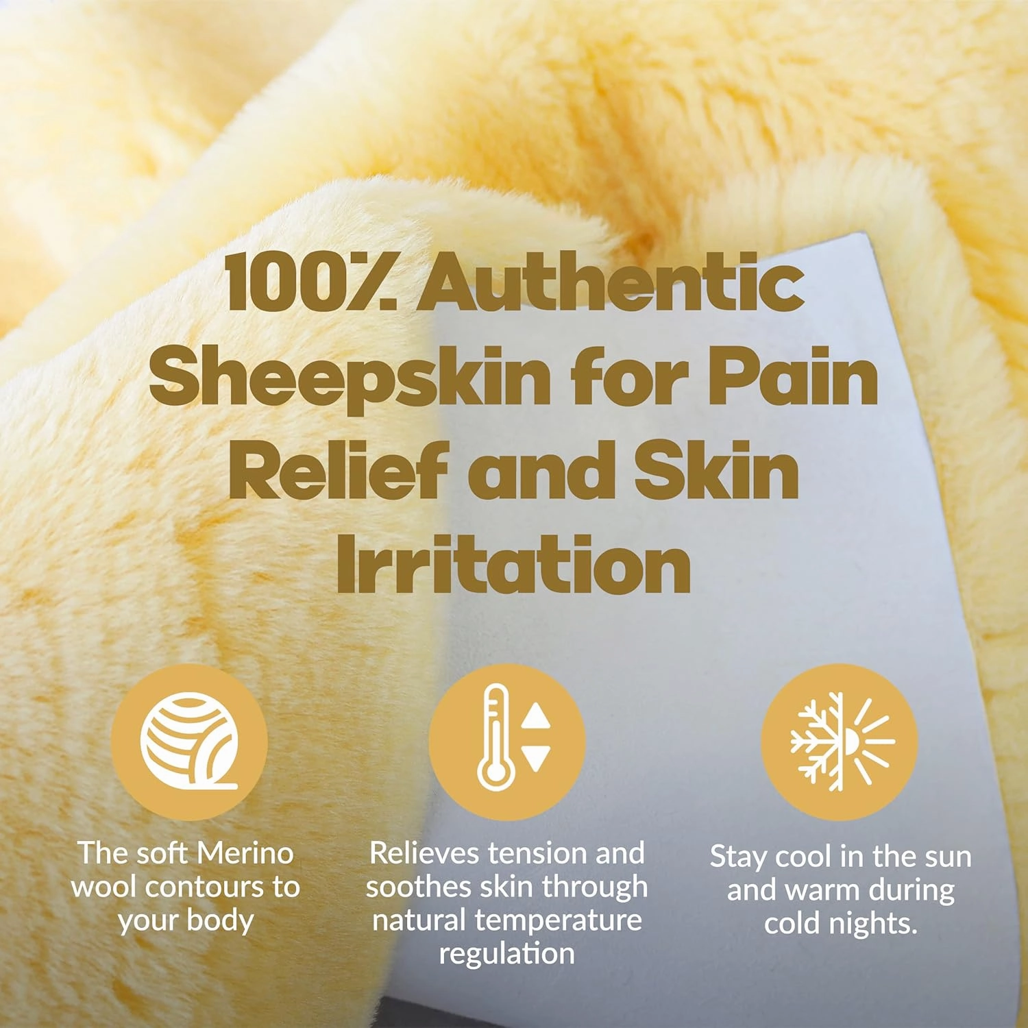 Natural Sheepskin for Bed Sores and Skin Irritation | Gisborne 100% Real Medical Sheepskins with Non-Slip Back for Pain Relief and Discomfort, Wool Seat Pad, Natural, 30 in. x 60 in.