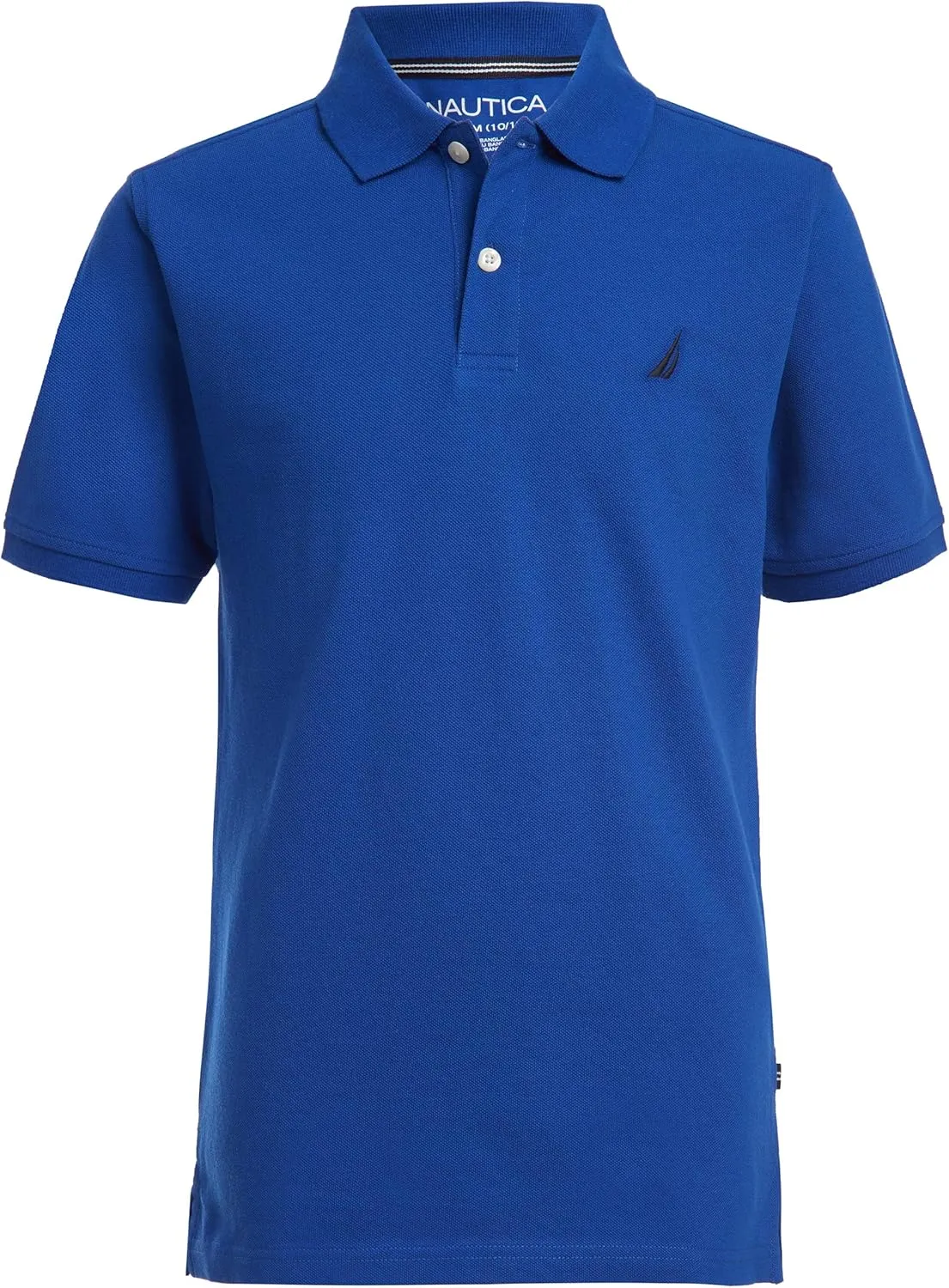 Nautica Boys' Short Sleeve Anchor Polo, Button Closure, Soft & Comfortable, Pique Fabric
