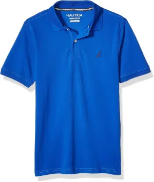 Nautica Boys' Short Sleeve Anchor Polo, Button Closure, Soft & Comfortable, Pique Fabric