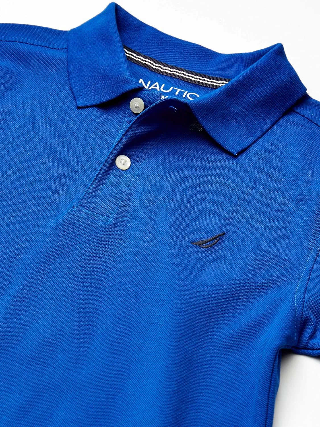 Nautica Boys' Short Sleeve Anchor Polo, Button Closure, Soft & Comfortable, Pique Fabric