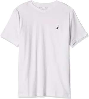 Nautica Boys' Short Sleeve Solid V-Neck T-Shirt, Soft, Comfortable, Relaxed Fit