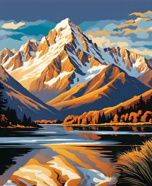 New Zealand Collection PD (1) - Aoraki Mount Cook - Van-Go Paint-by-Number Kit 60x75cm no Frame