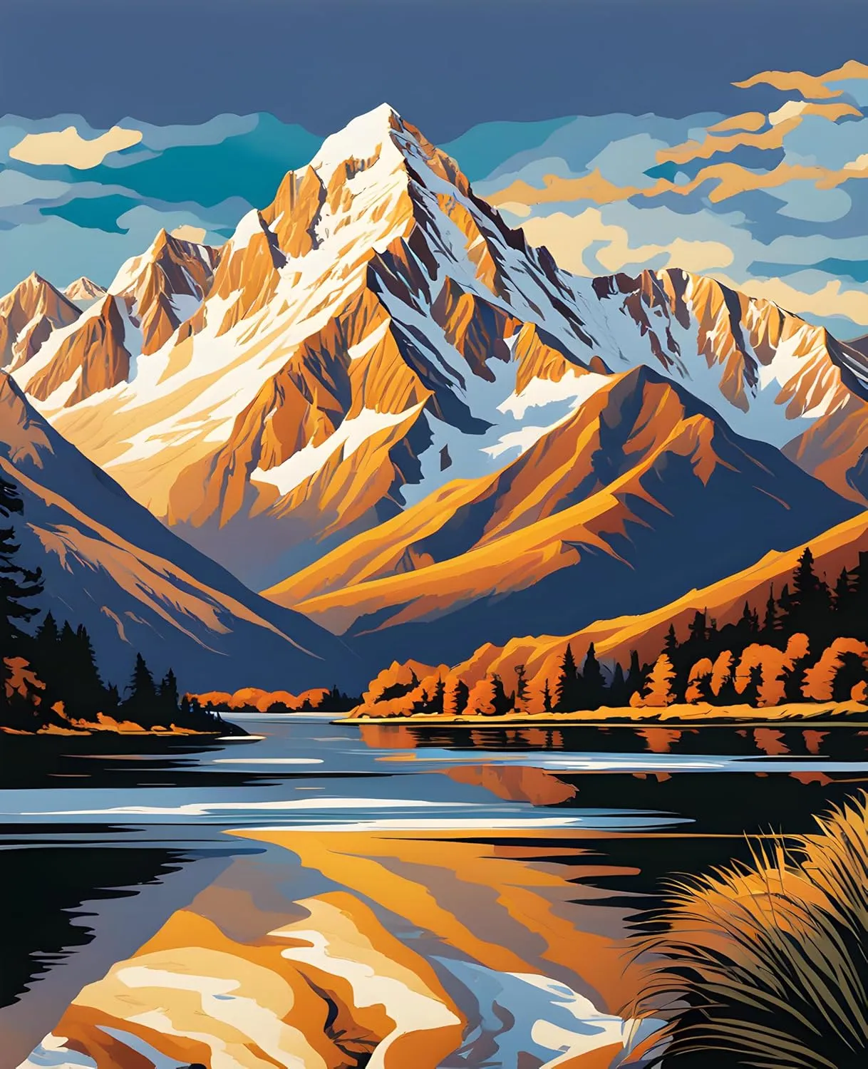 New Zealand Collection PD (1) - Aoraki Mount Cook - Van-Go Paint-by-Number Kit 60x75cm no Frame