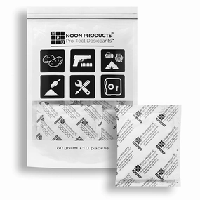 Noon Products Protect Desiccants 60g Silica Gel Packets (10-Pack) – No Silica Dust, No Static, MIL-D-3463E – Ideal for Ammo Storage, Electronics, Flower Drying & More