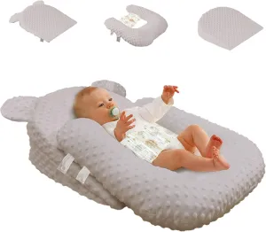 Nursing Pillow, Breastfeeding Pillows, Breathable Infant Feeding Support Pillow Multi-Functional & Portable Support Cushion for Travel (Grey, One Size)