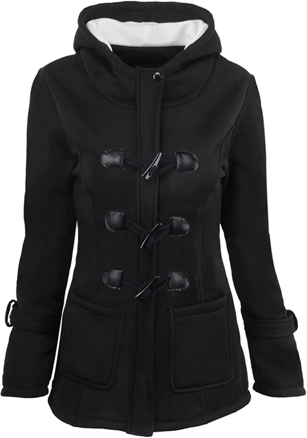 OMZIN Women Classic Hooded Coat Winter Casual Outerwear Fleece Lined Pockets