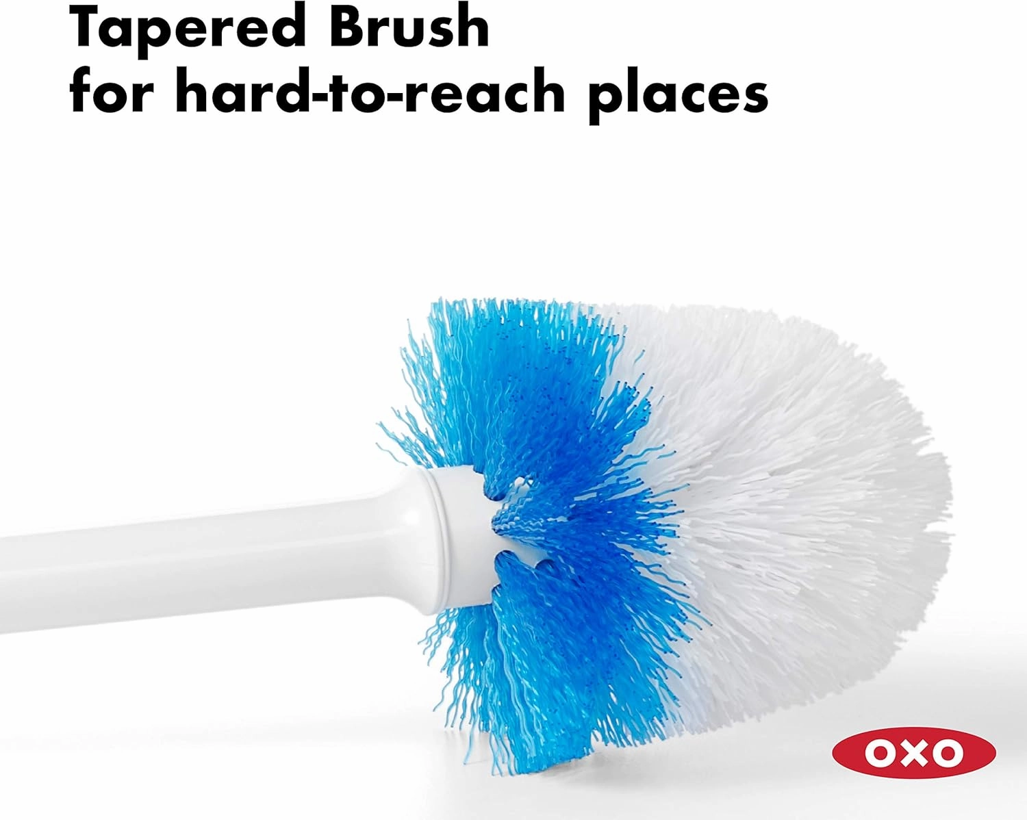 OXO Good Grips Compact Toilet Brush & Canister, White, 6" x 4-3/4" x 17-1/4" h