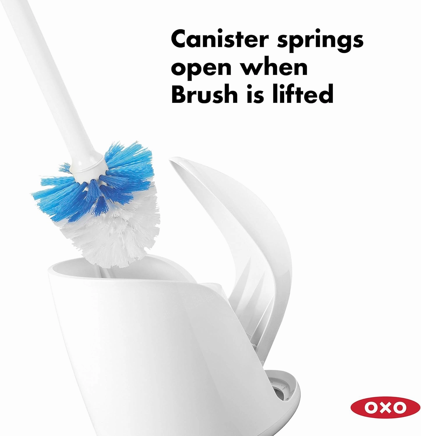OXO Good Grips Compact Toilet Brush & Canister, White, 6" x 4-3/4" x 17-1/4" h