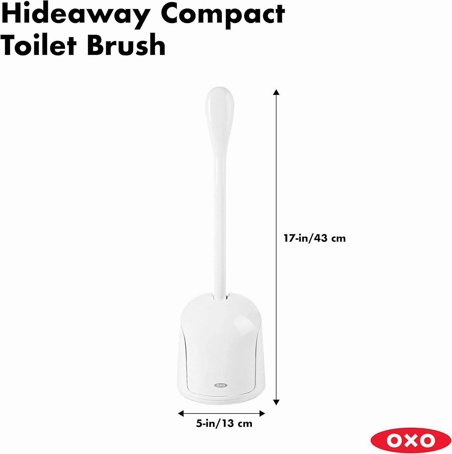 OXO Good Grips Compact Toilet Brush & Canister, White, 6" x 4-3/4" x 17-1/4" h