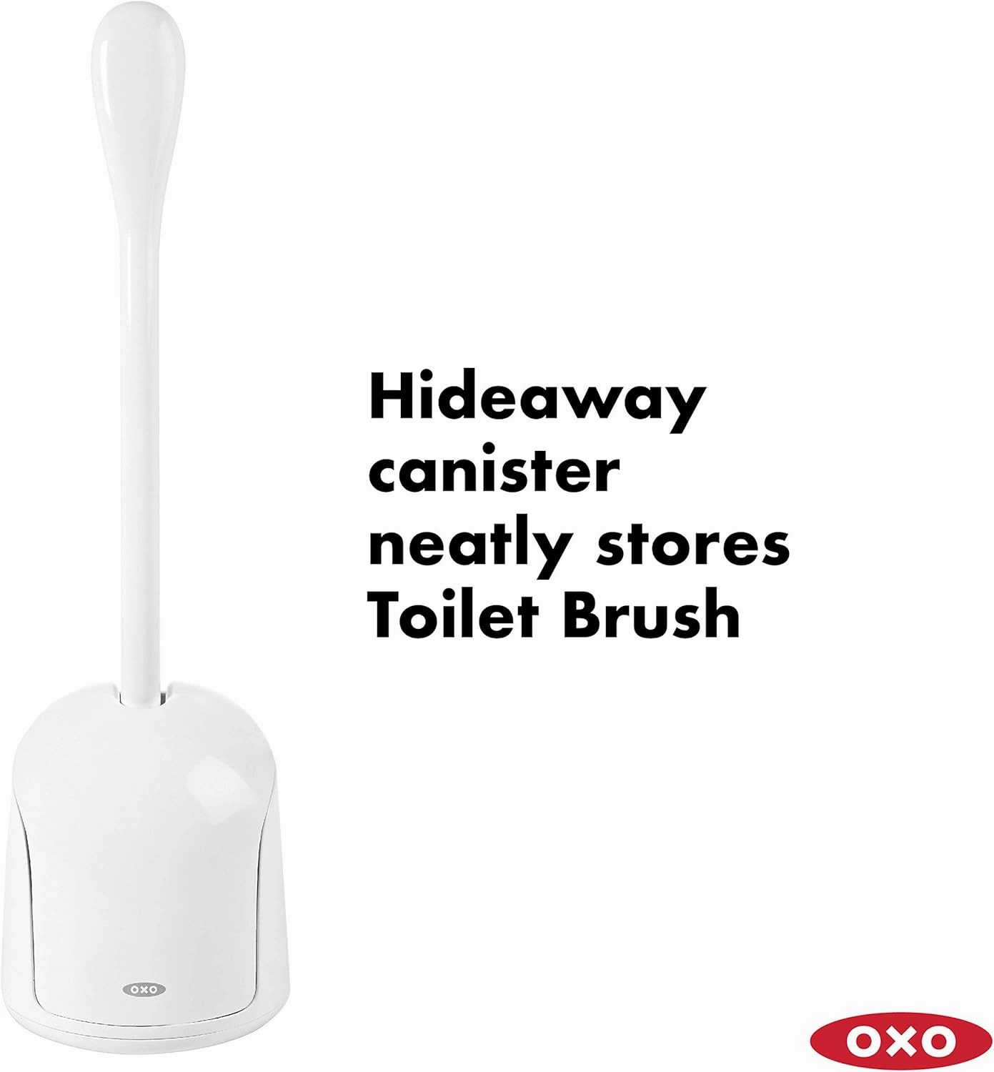OXO Good Grips Compact Toilet Brush & Canister, White, 6" x 4-3/4" x 17-1/4" h
