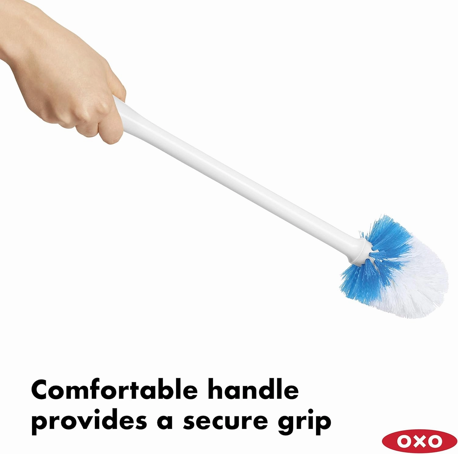 OXO Good Grips Compact Toilet Brush & Canister, White, 6" x 4-3/4" x 17-1/4" h