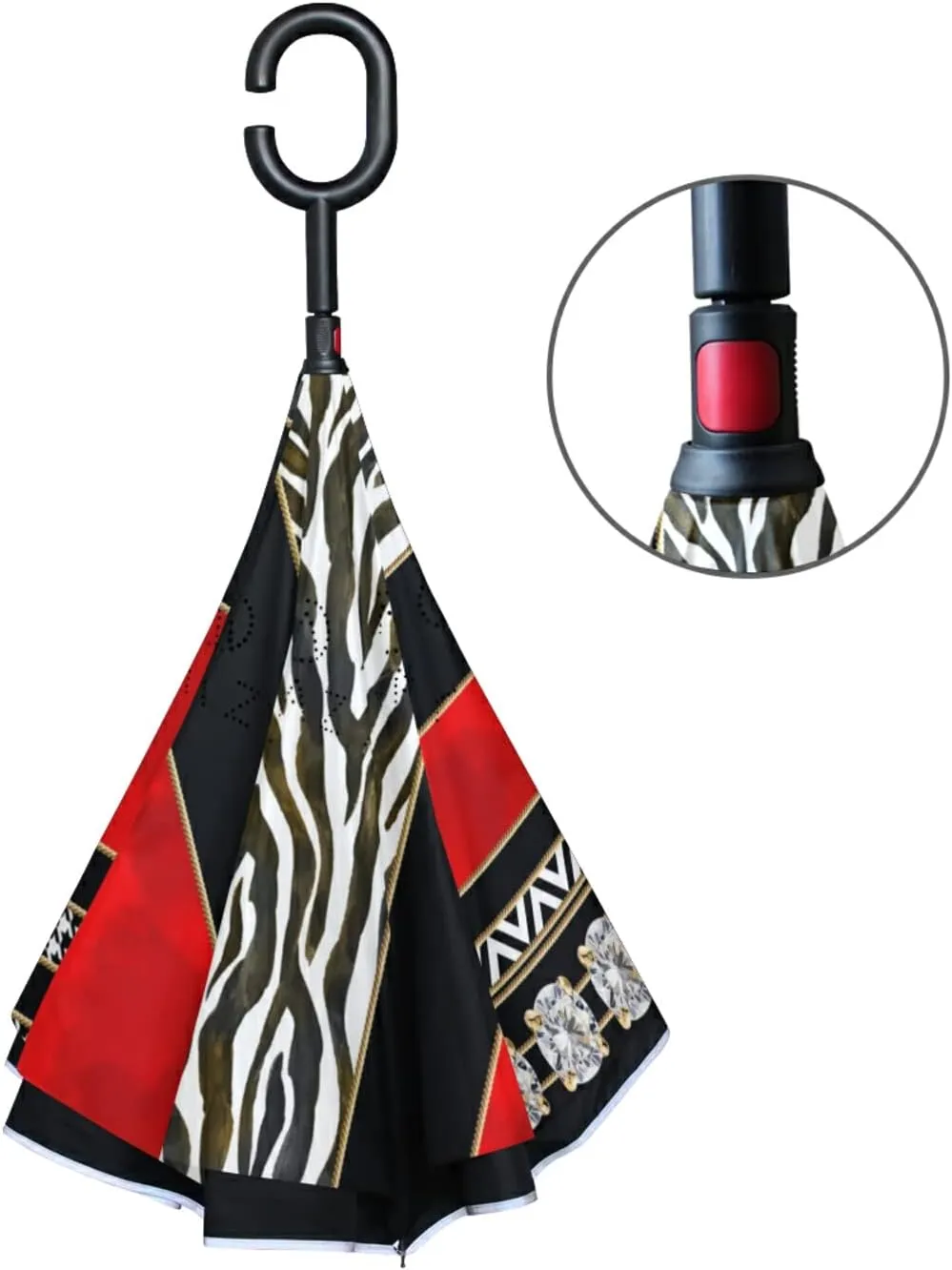 Oyihfvs Double Layer Inverted Umbrella, With C-Shaped Handle Windproof UV Proof Durable Parasol, For Men Women Outdoor Folding Rain Sun