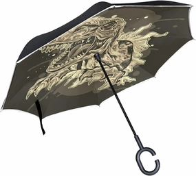 Oyihfvs Double Layer Inverted Umbrella, With C-Shaped Handle Windproof UV Proof Durable Parasol, For Men Women Outdoor Folding Rain Sun