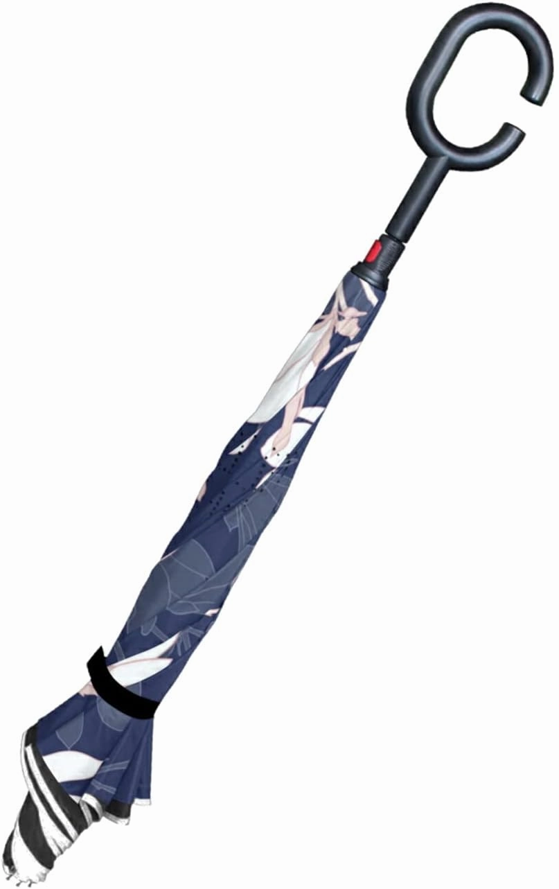 Oyihfvs Double Layer Inverted Umbrella, With C-Shaped Handle Windproof UV Proof Durable Parasol, For Men Women Outdoor Folding Rain Sun