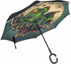 Oyihfvs Double Layer Inverted Umbrella, With C-Shaped Handle Windproof UV Proof Durable Parasol, For Men Women Outdoor Folding Rain Sun