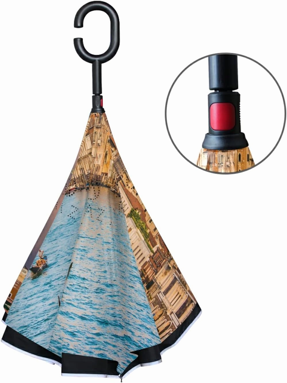 Oyihfvs Double Layer Inverted Umbrella, With C-Shaped Handle Windproof UV Proof Durable Parasol, For Men Women Outdoor Folding Rain Sun