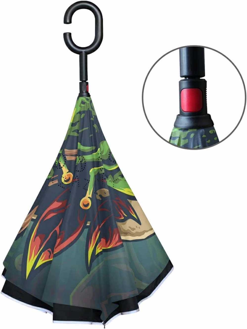 Oyihfvs Double Layer Inverted Umbrella, With C-Shaped Handle Windproof UV Proof Durable Parasol, For Men Women Outdoor Folding Rain Sun