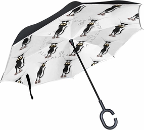 Oyihfvs Double Layer Inverted Umbrella, With C-Shaped Handle Windproof UV Proof Durable Parasol, For Men Women Outdoor Folding Rain Sun